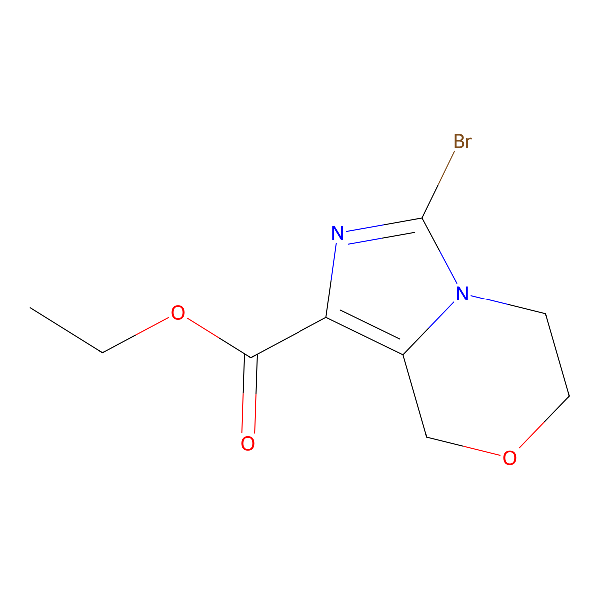 ethyl 3-bromo-5H,6H,8H-imidazo[4,3-c][1,4]oxazine-1-carboxylate molecular structure, CAS 2751616-12-1