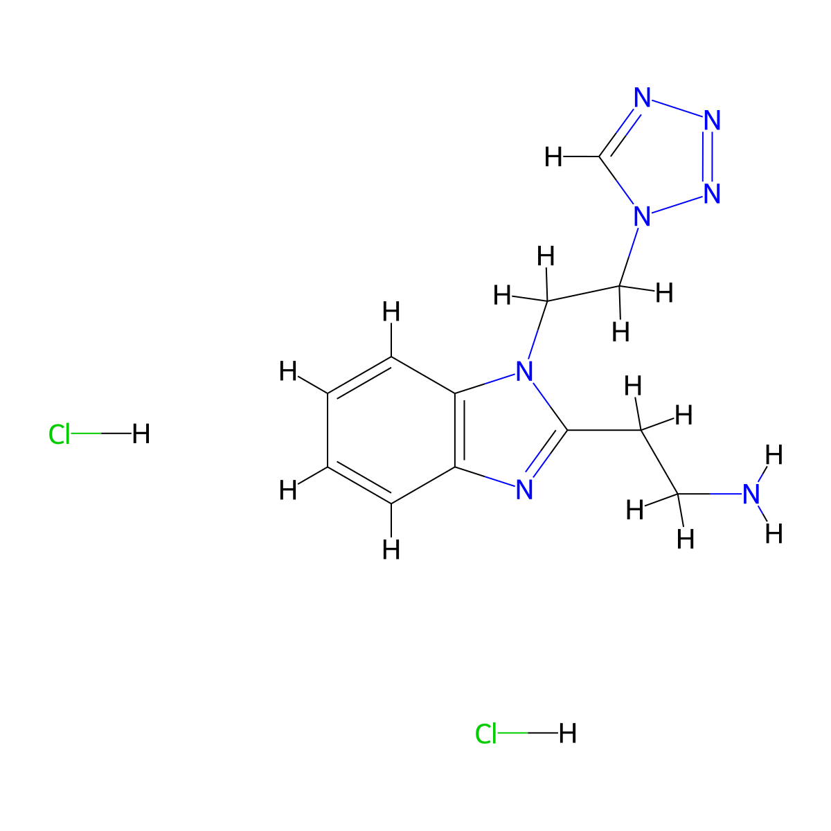2-(1-(2-(1H-1,2,3,4-tetrazol-1-yl)ethyl)-1H-1,3-benzodiazol-2-yl)ethan-1-amine dihydrochloride molecular structure, CAS 2751616-18-7