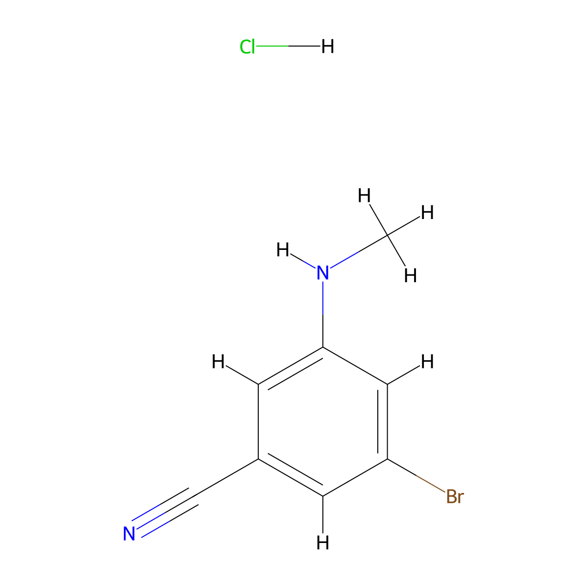 3-Bromo-5-(methylamino)benzonitrile hydrochloride molecular structure, CAS 2751616-19-8