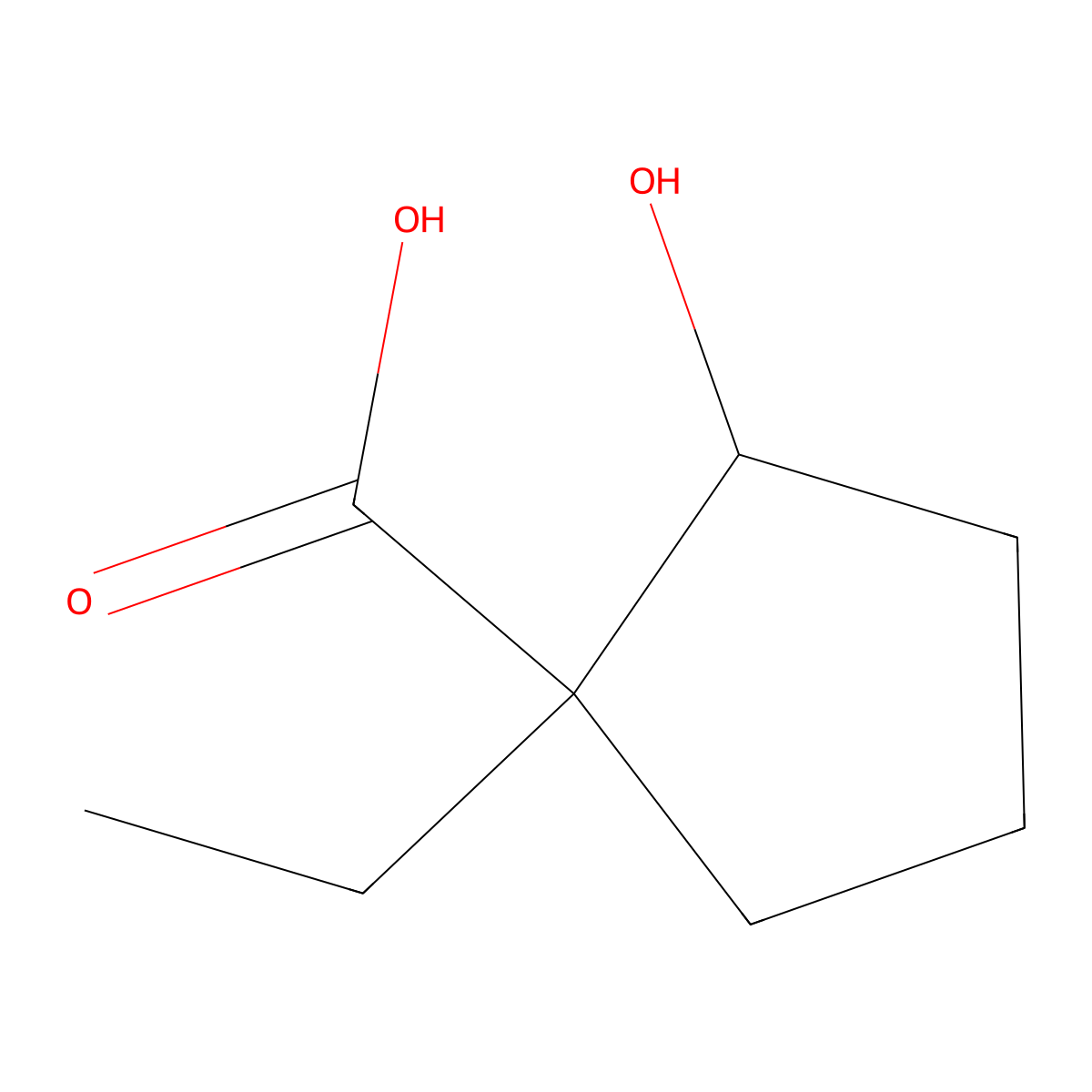 1-Ethyl-2-hydroxycyclopentane-1-carboxylic acid molecular structure, CAS 2751616-20-1
