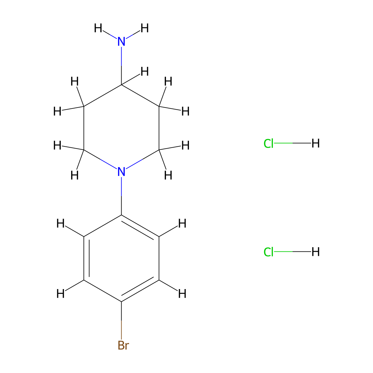 1-(4-Bromophenyl)piperidin-4-aminedihydrochloride molecular structure, CAS 2751616-21-2