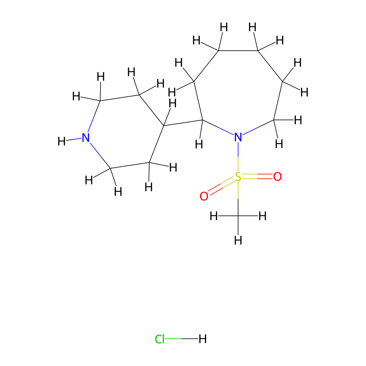 1-Methanesulfonyl-2-(piperidin-4-yl)azepane hydrochloride molecular structure, CAS 2751616-26-7