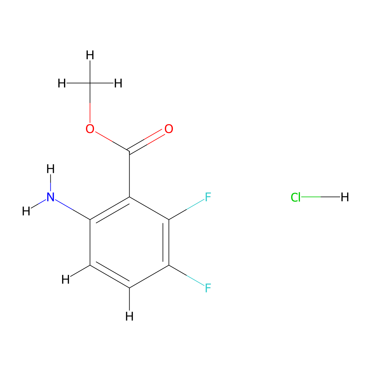 Methyl 6-amino-2,3-difluorobenzoate hydrochloride molecular structure, CAS 2751616-27-8