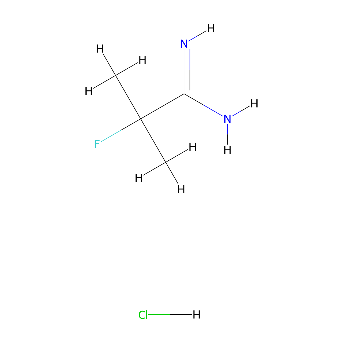 2-Fluoro-2-methylpropanimidamide hydrochloride molecular structure, CAS 2751619-99-3
