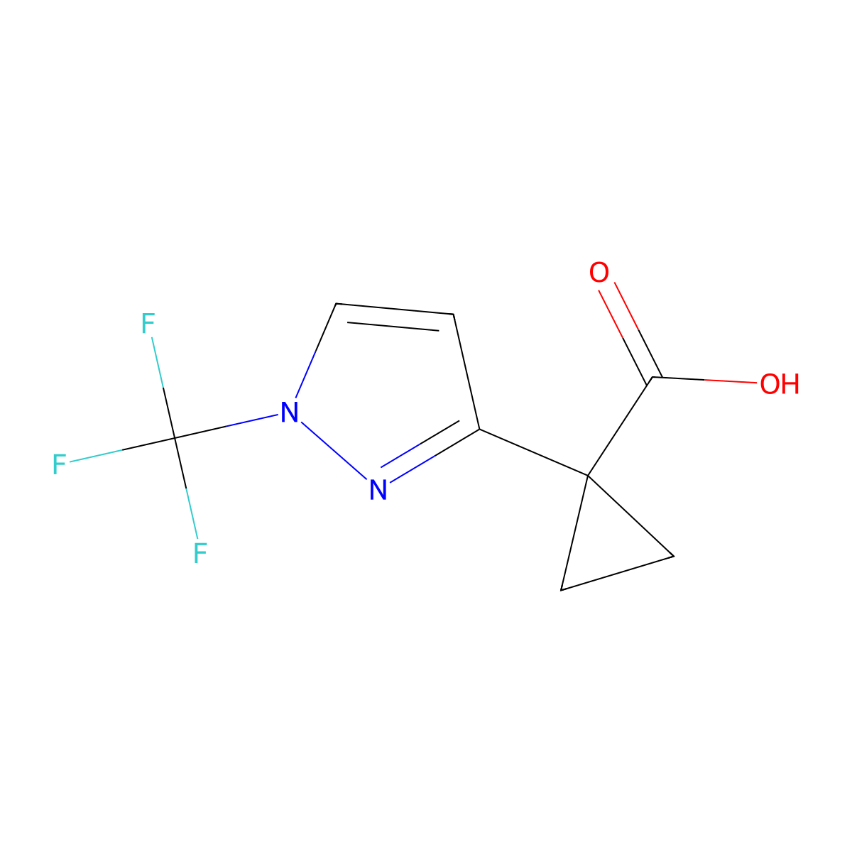 1-[1-(trifluoromethyl)-1H-pyrazol-3-yl]cyclopropane-1-carboxylicacid molecular structure, CAS 2751620-05-8