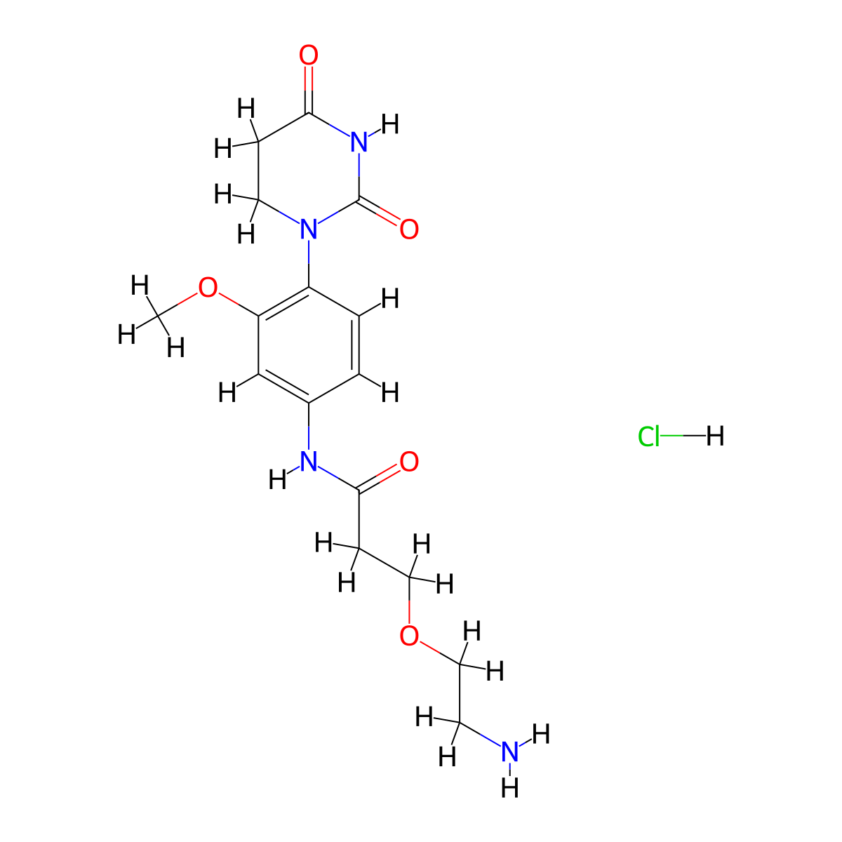 3-(2-aminoethoxy)-N-[4-(2,4-dioxo-1,3-diazinan-1-yl)-3-methoxyphenyl]propanamidehydrochloride molecular structure, CAS 2751620-14-9