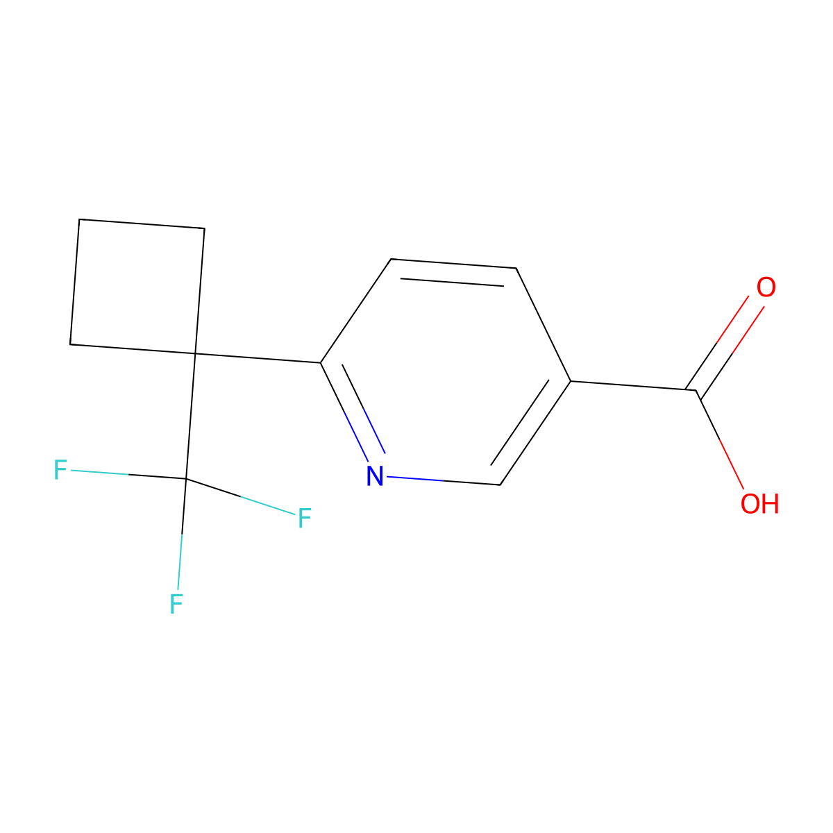 6-[1-(Trifluoromethyl)cyclobutyl]pyridine-3-carboxylic acid molecular structure, CAS 2751620-15-0