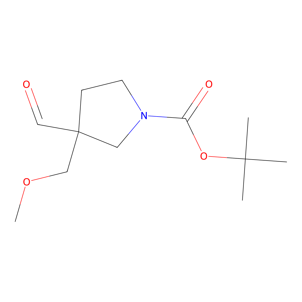 Tert-butyl 3-formyl-3-(methoxymethyl)pyrrolidine-1-carboxylate molecular structure, CAS 2751620-16-1