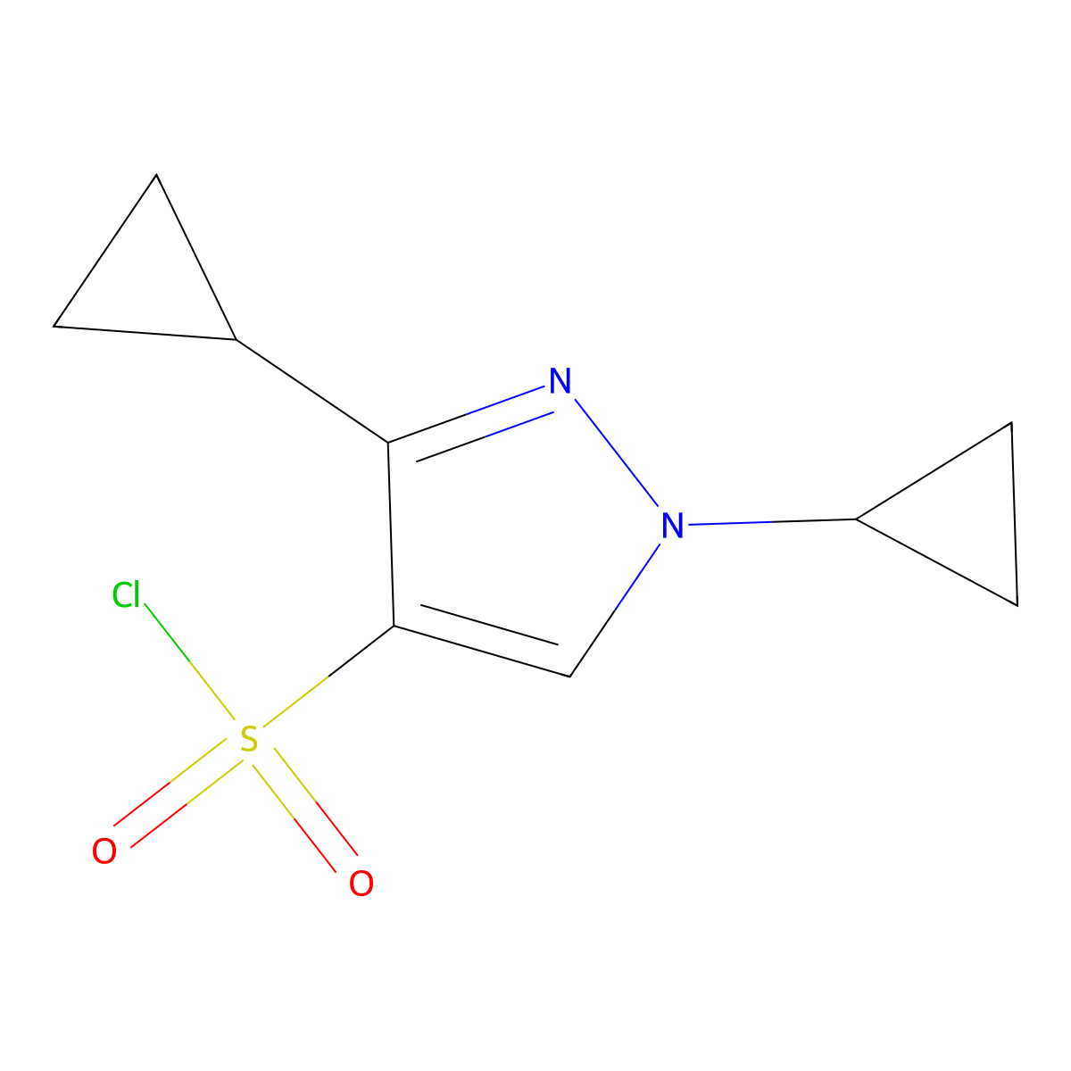 1,3-dicyclopropyl-1H-pyrazole-4-sulfonyl chloride molecular structure, CAS 2751620-23-0
