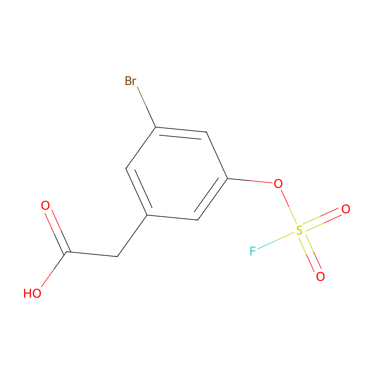 2-{3-Bromo-5-[(fluorosulfonyl)oxy]phenyl}acetic acid molecular structure, CAS 2751620-29-6