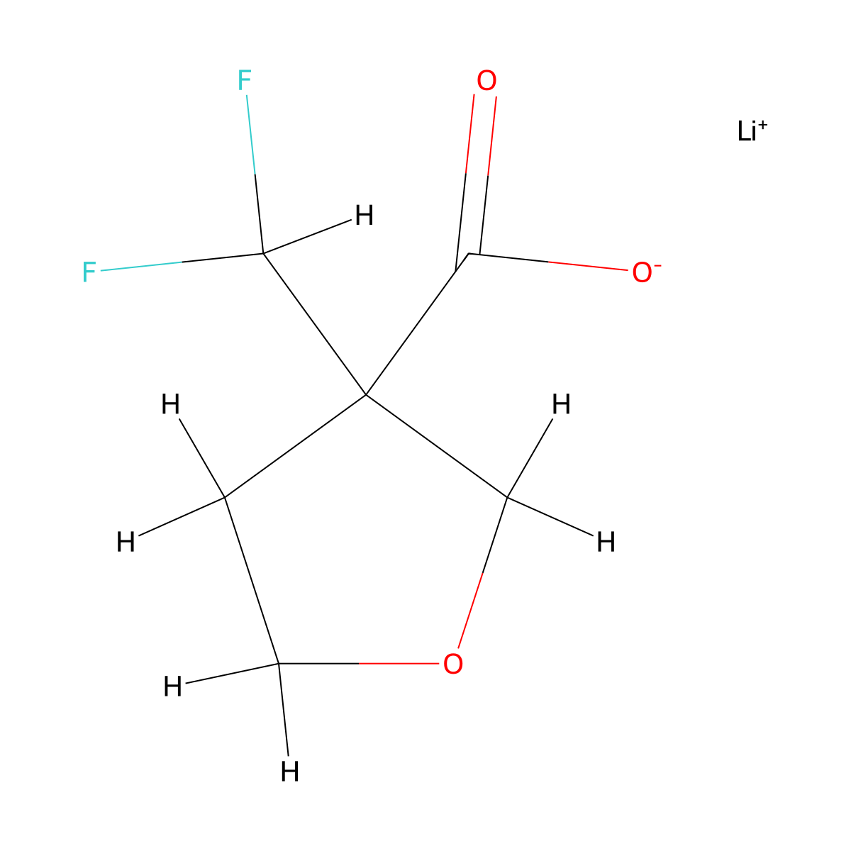 Lithium(1+)3-(difluoromethyl)oxolane-3-carboxylate molecular structure, CAS 2751620-46-7