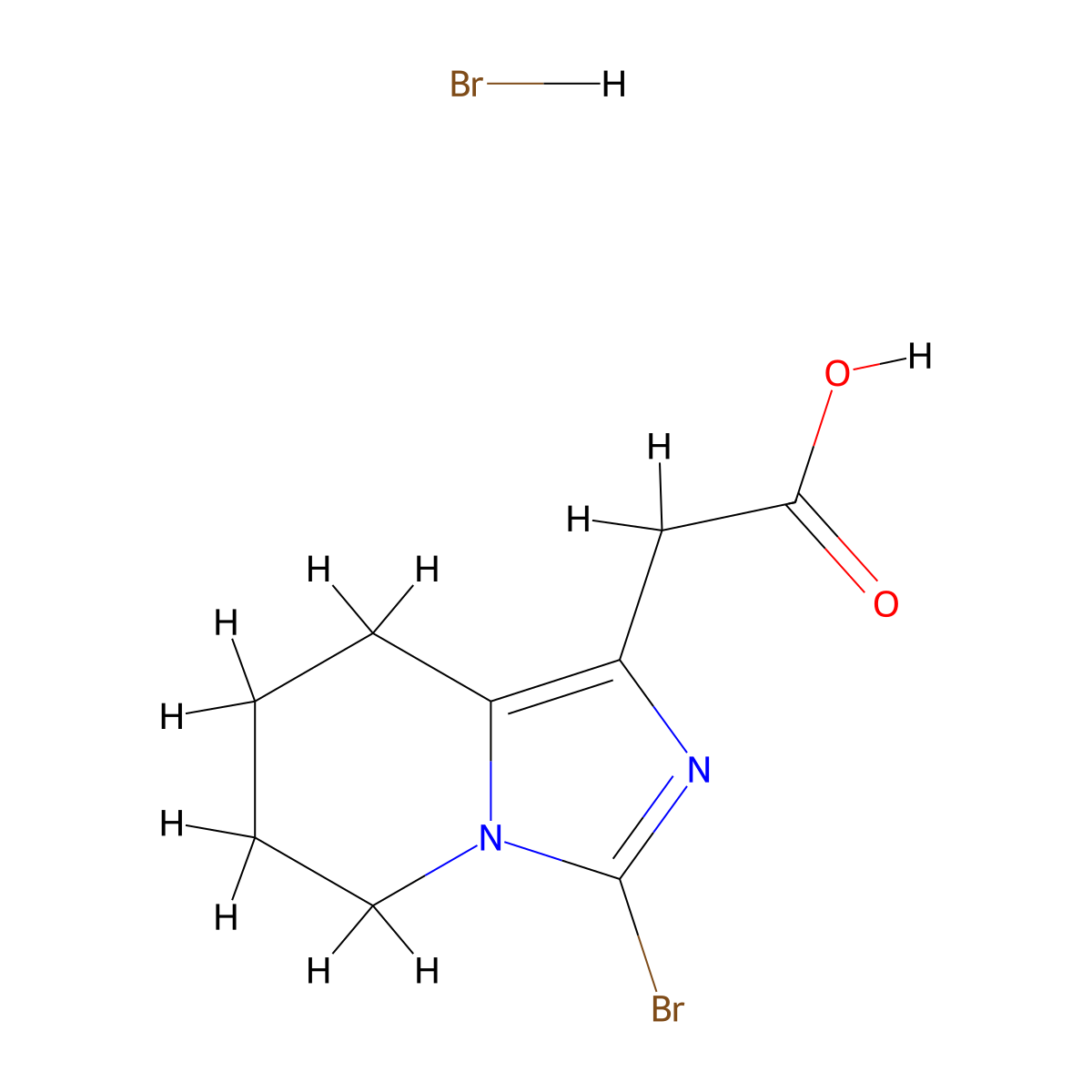 2-{3-bromo-5H,6H,7H,8H-imidazo[1,5-a]pyridin-1-yl}acetic acid hydrobromide molecular structure, CAS 2751620-49-0