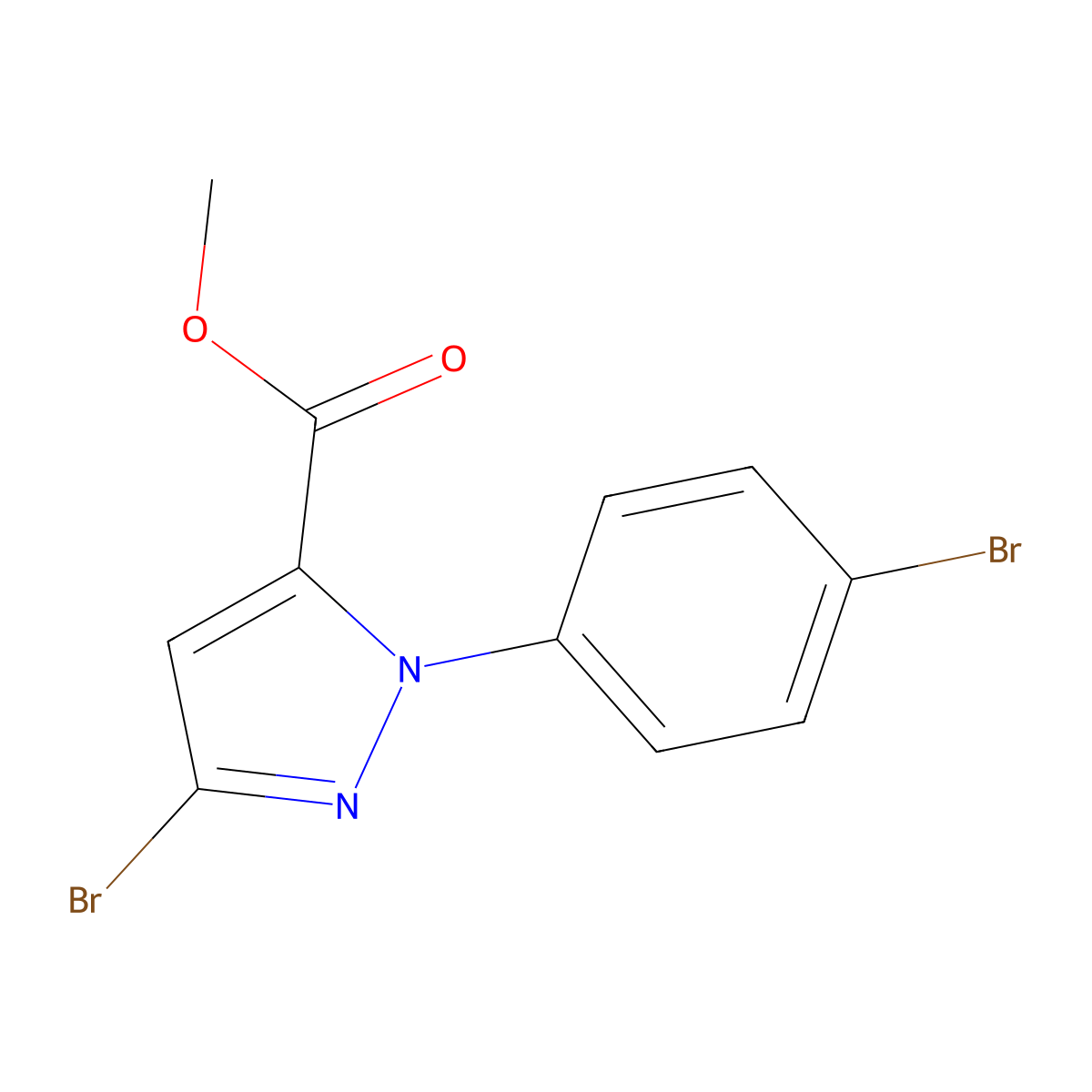 methyl3-bromo-1-(4-bromophenyl)-1H-pyrazole-5-carboxylate molecular structure, CAS 2751620-56-9