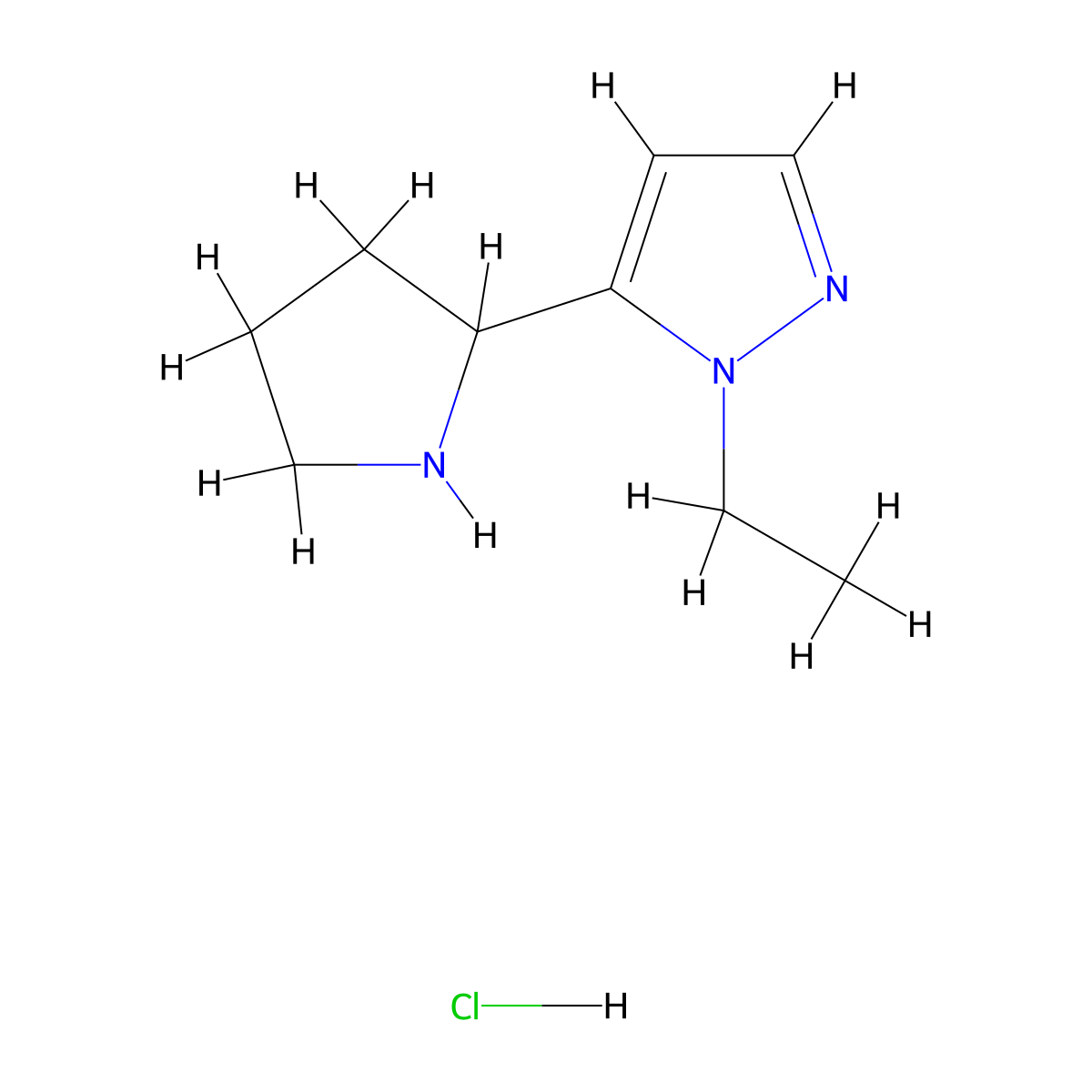 1-ethyl-5-(pyrrolidin-2-yl)-1H-pyrazole hydrochloride molecular structure, CAS 2751620-60-5