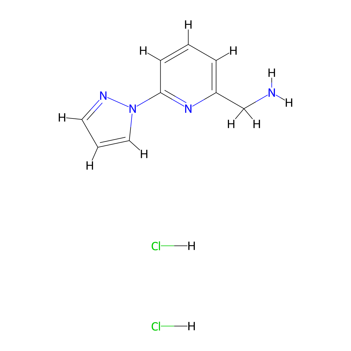 1-[6-(1H-pyrazol-1-yl)pyridin-2-yl]methanaminedihydrochloride molecular structure, CAS 2751620-65-0