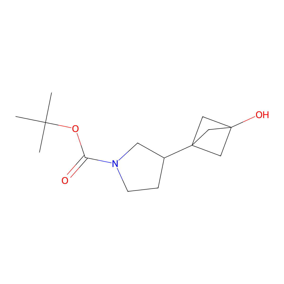 Tert-butyl 3-{3-hydroxybicyclo[1.1.1]pentan-1-yl}pyrrolidine-1-carboxylate molecular structure, CAS 2751620-69-4