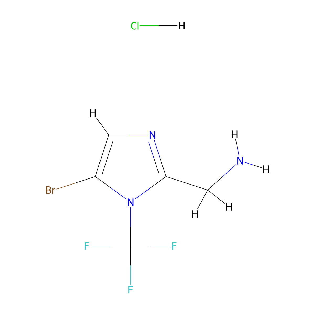 1-[5-bromo-1-(trifluoromethyl)-1H-imidazol-2-yl]methanamine hydrochloride molecular structure, CAS 2751620-74-1