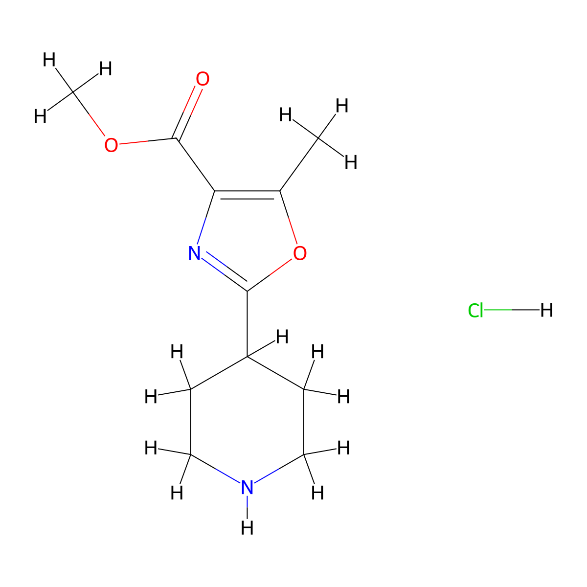 Methyl5-methyl-2-(piperidin-4-yl)-1,3-oxazole-4-carboxylatehydrochloride molecular structure, CAS 2751620-75-2