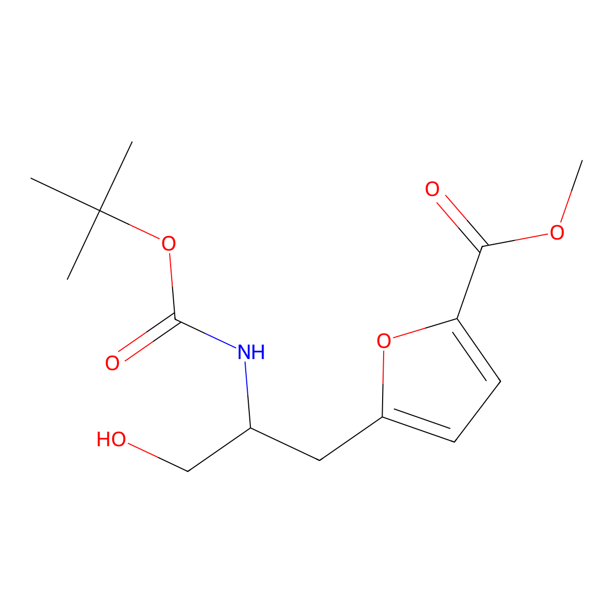 Methyl 5-(2-{[(tert-butoxy)carbonyl]amino}-3-hydroxypropyl)furan-2-carboxylate molecular structure, CAS 2751620-79-6