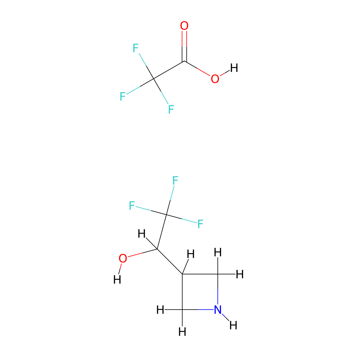 1-(Azetidin-3-yl)-2,2,2-trifluoroethan-1-ol; trifluoroacetic acid molecular structure, CAS 2751620-91-2