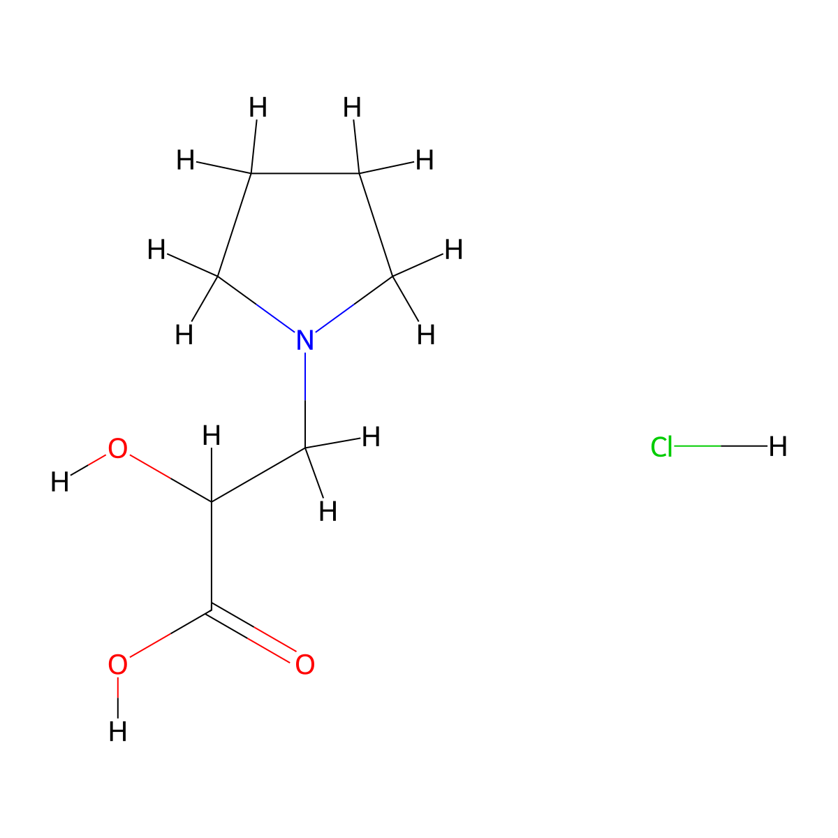 2-Hydroxy-3-(pyrrolidin-1-yl)propanoic acid hydrochloride molecular structure, CAS 2751620-93-4