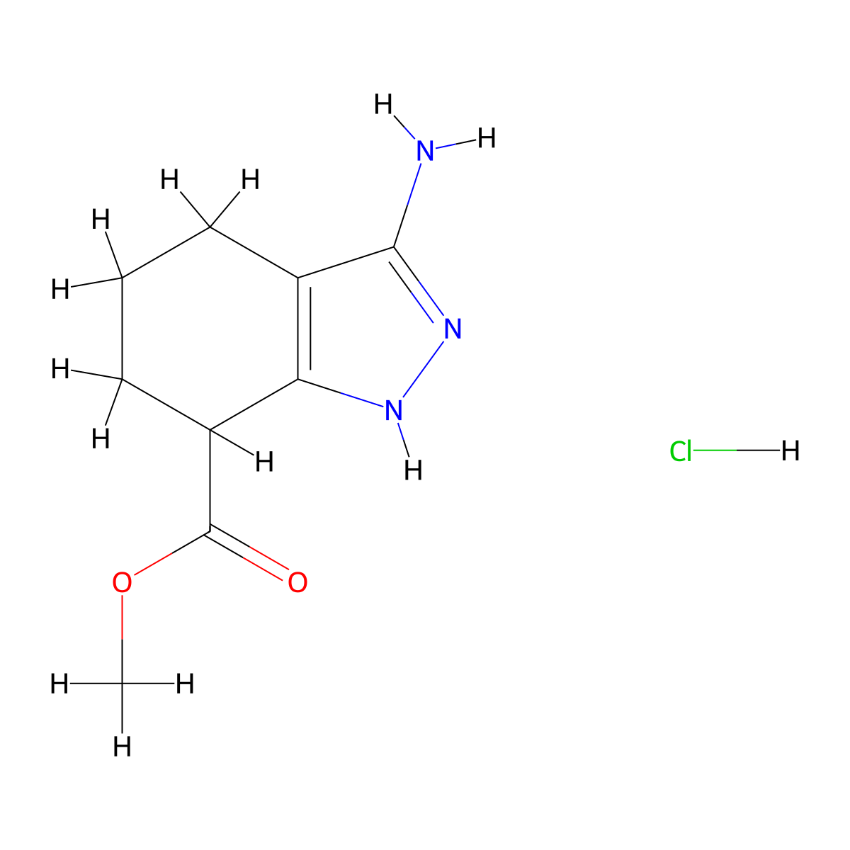 methyl 3-amino-4,5,6,7-tetrahydro-1H-indazole-7-carboxylate hydrochloride molecular structure, CAS 2751620-95-6