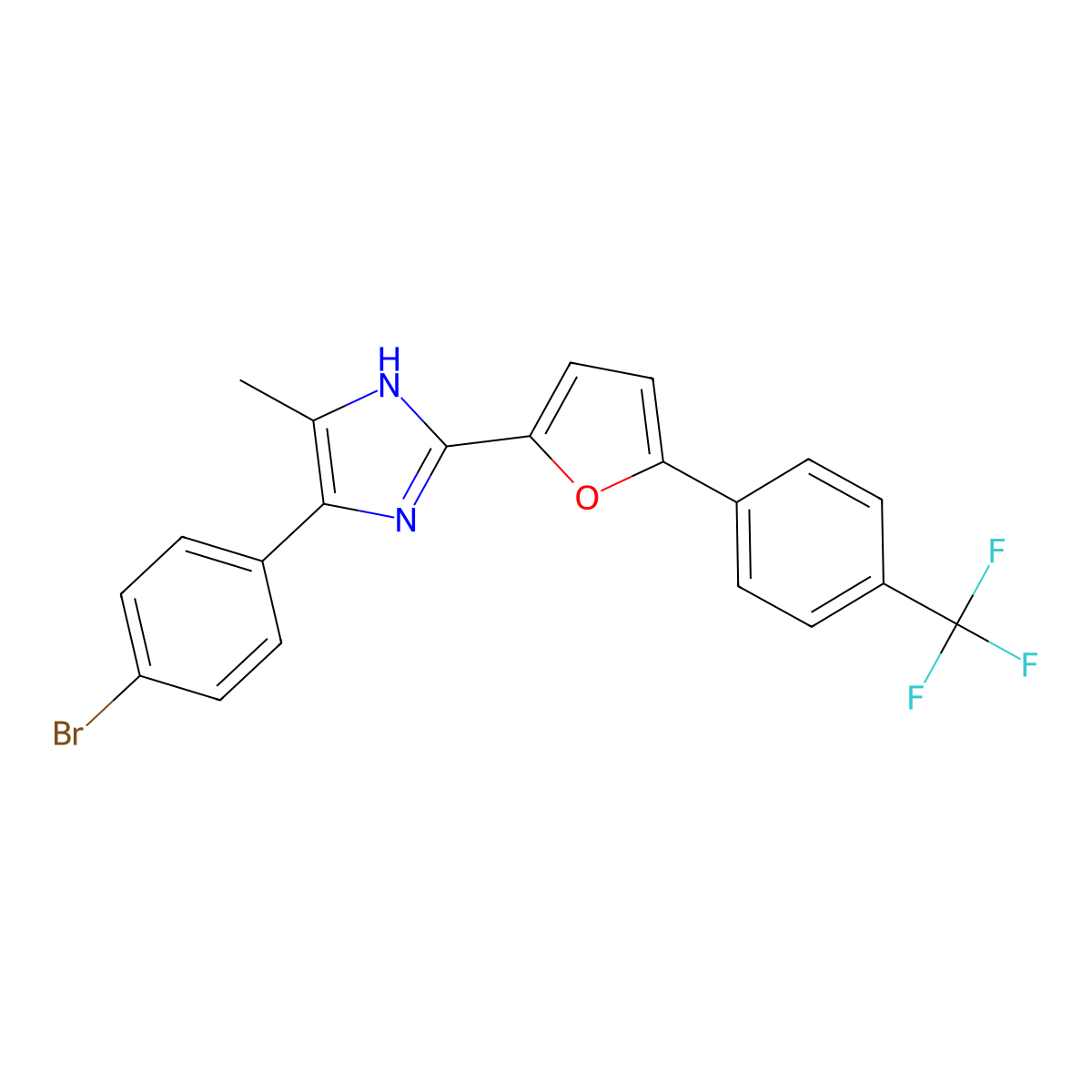 4-(4-bromophenyl)-5-methyl-2-{5-[4-(trifluoromethyl)phenyl]furan-2-yl}-1H-imidazole molecular structure, CAS 2751620-99-0