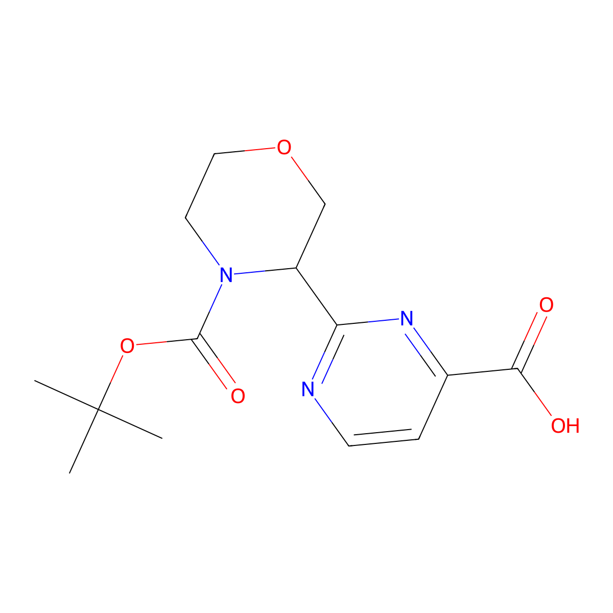 2-(4-((Tert-butoxy)carbonyl)morpholin-3-yl)pyrimidine-4-carboxylic acid molecular structure, CAS 2751621-09-5