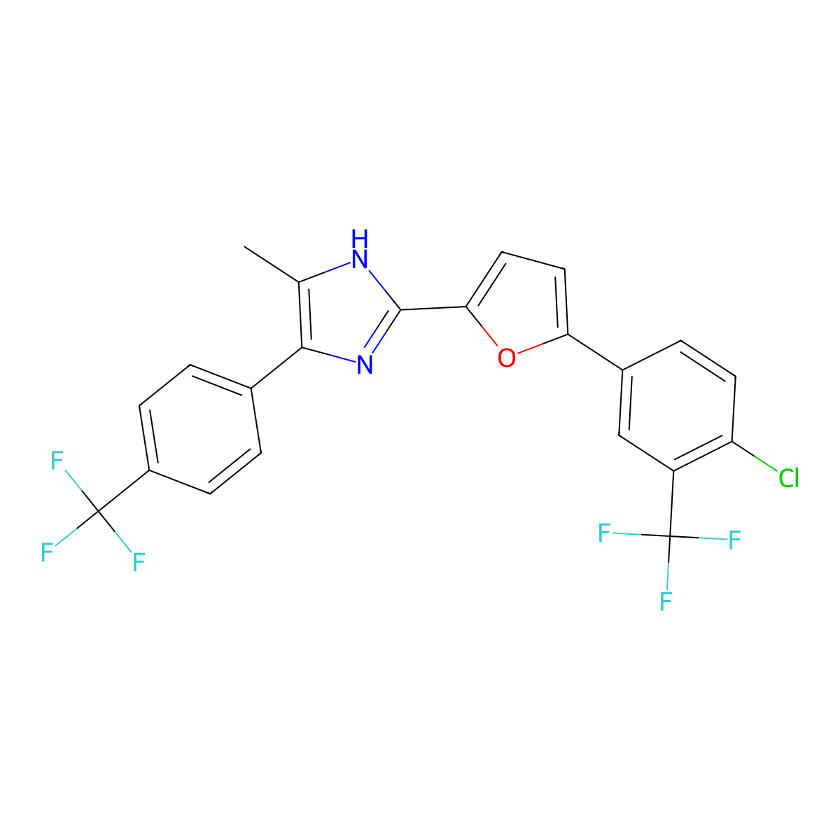 2-{5-[4-chloro-3-(trifluoromethyl)phenyl]furan-2-yl}-5-methyl-4-[4-(trifluoromethyl)phenyl]-1H-imidazole molecular structure, CAS 2751621-11-9