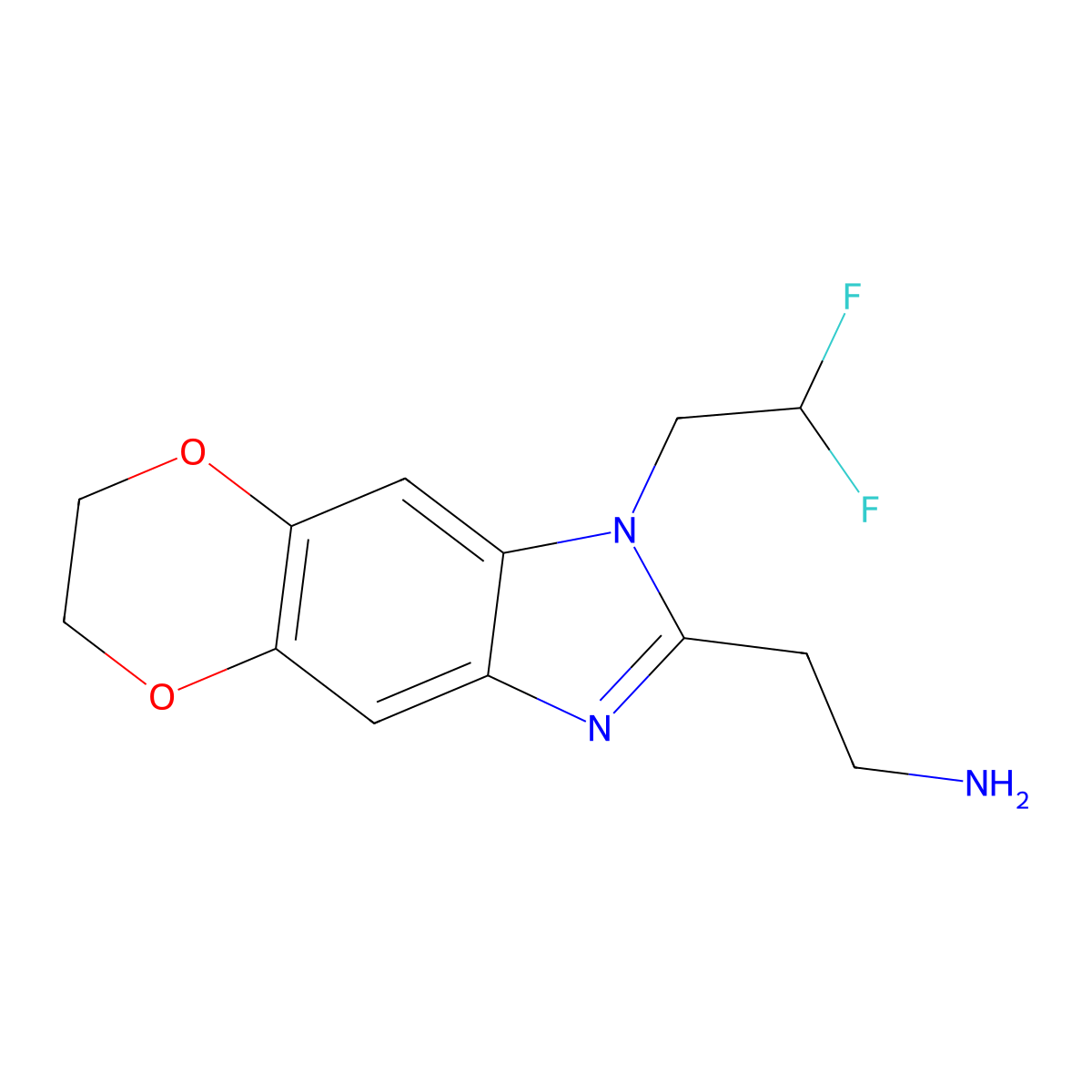 2-[6-(2,2-Difluoroethyl)-10,13-dioxa-4,6-diazatricyclo[7.4.0.0,3,7]trideca-1(9),2,4,7-tetraen-5-yl]ethan-1-amine molecular structure, CAS 2751621-21-1