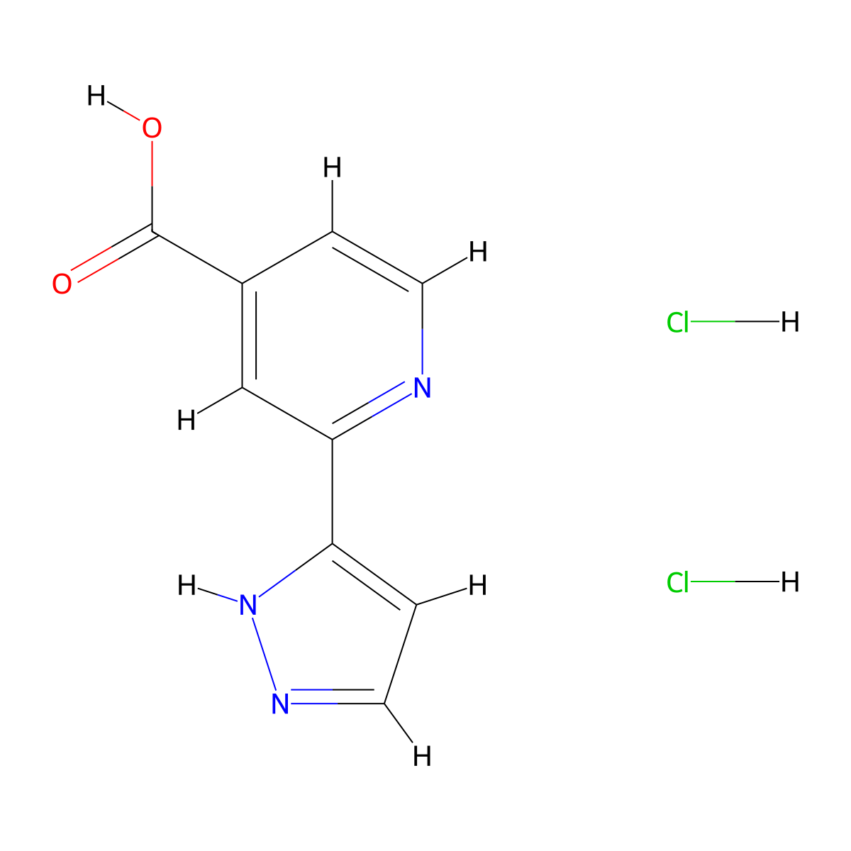 2-(1H-pyrazol-3-yl)pyridine-4-carboxylicaciddihydrochloride molecular structure, CAS 2751621-27-7