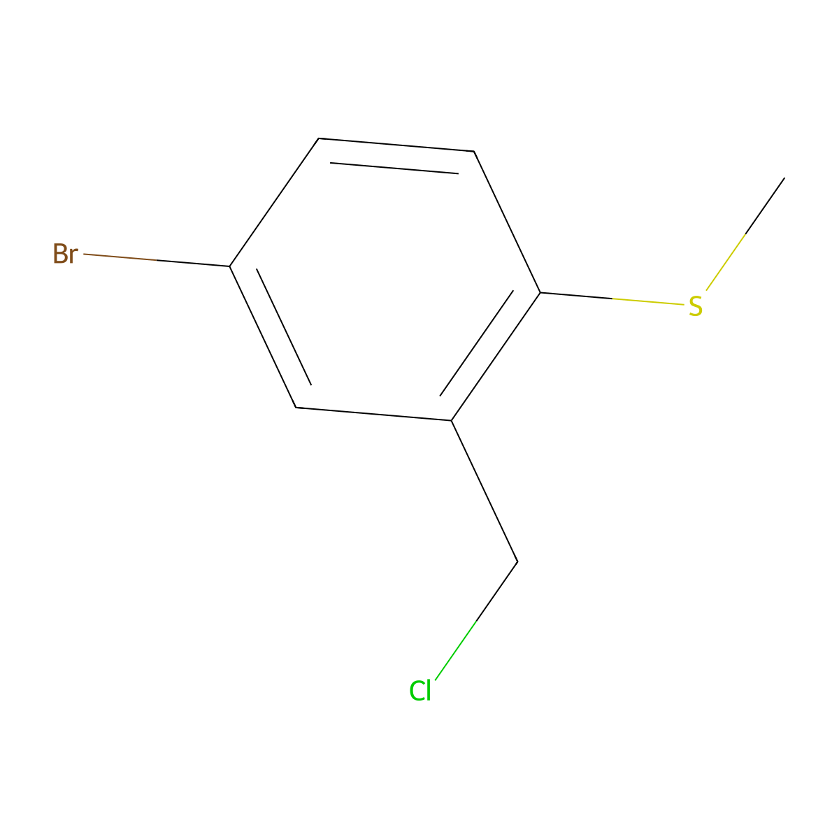 4-Bromo-2-(chloromethyl)-1-(methylsulfanyl)benzene molecular structure, CAS 2751621-30-2