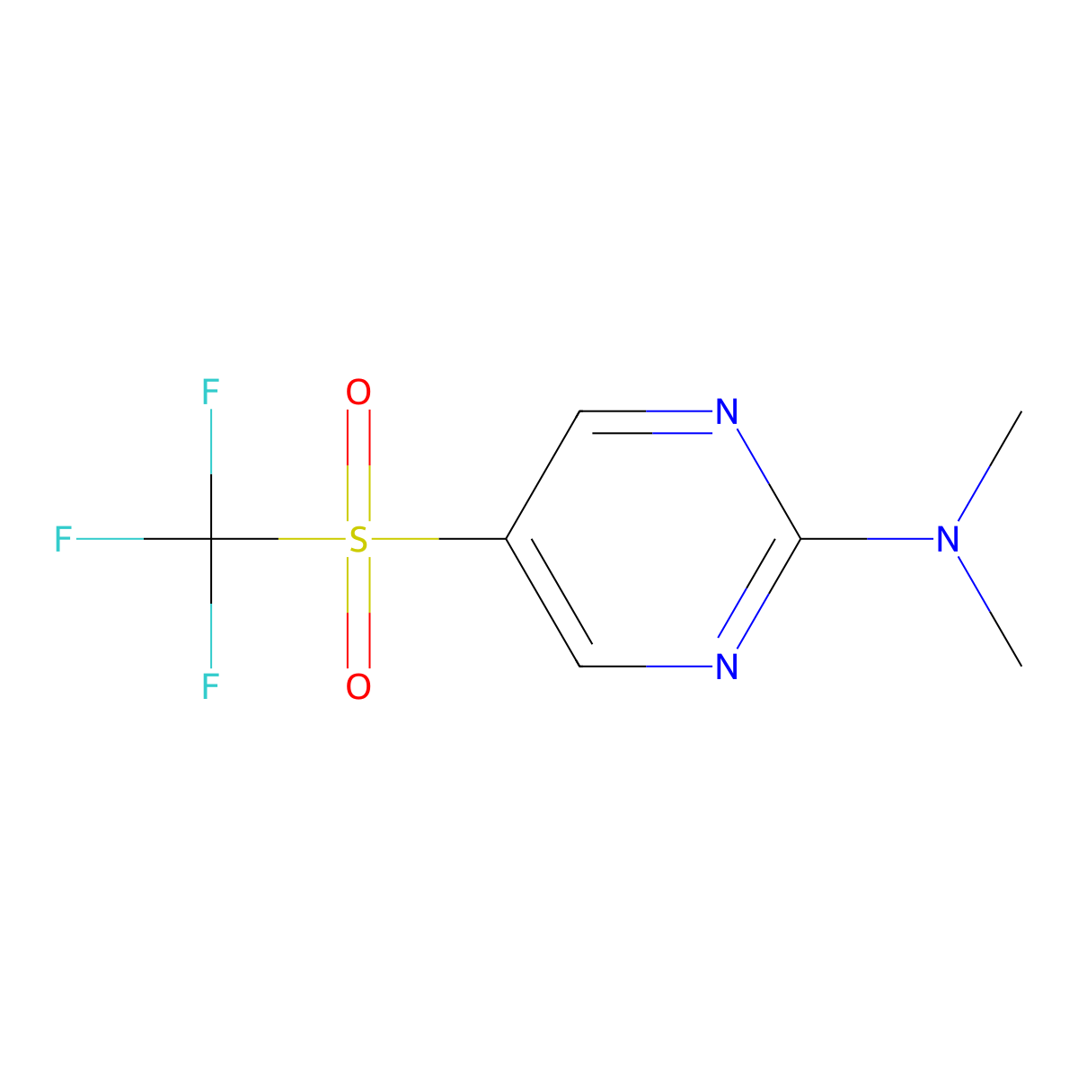 N,N-dimethyl-5-trifluoromethanesulfonylpyrimidin-2-amine molecular structure, CAS 2751621-33-5