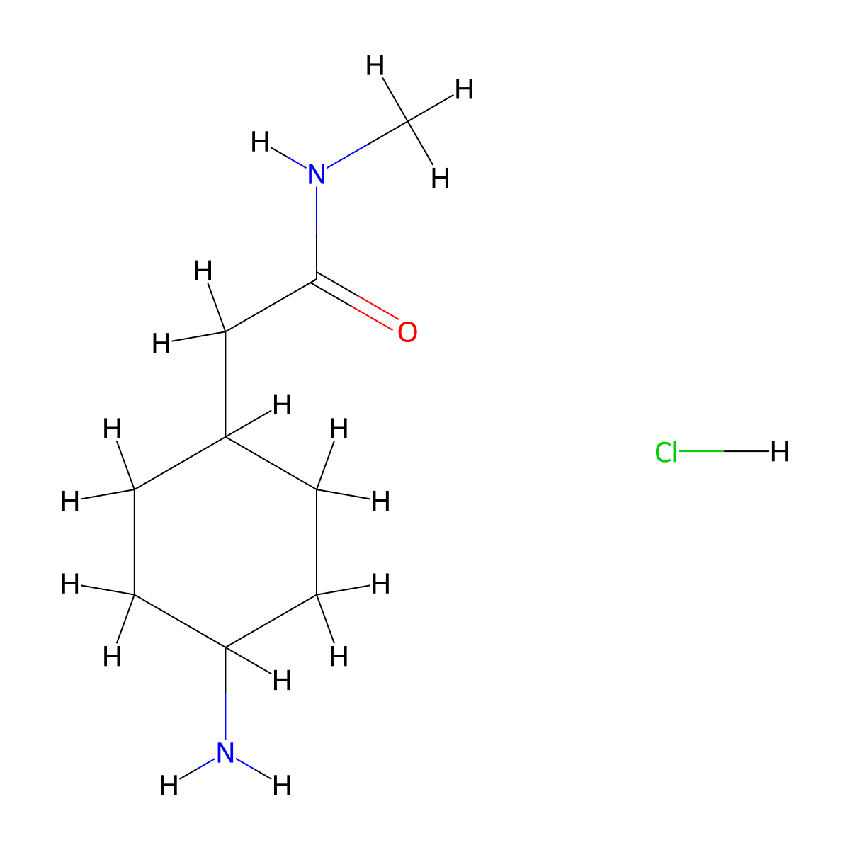 2-(4-aminocyclohexyl)-N-methylacetamide hydrochloride molecular structure, CAS 2751621-43-7