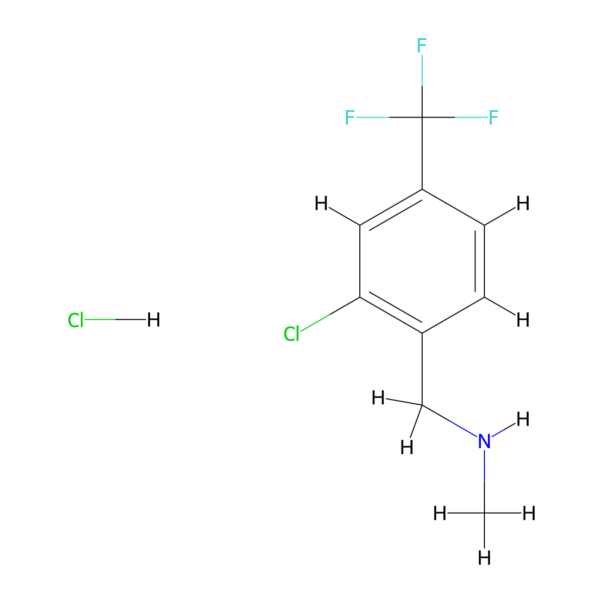 {[2-Chloro-4-(trifluoromethyl)phenyl]methyl}(methyl)aminehydrochloride molecular structure, CAS 2751621-50-6