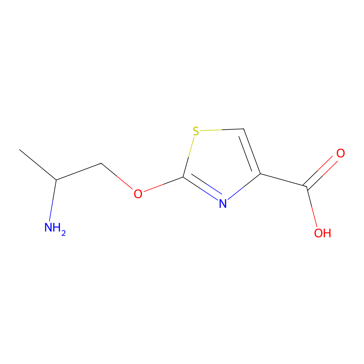 2-(2-Aminopropoxy)-1,3-thiazole-4-carboxylic acid molecular structure, CAS 2751621-59-5