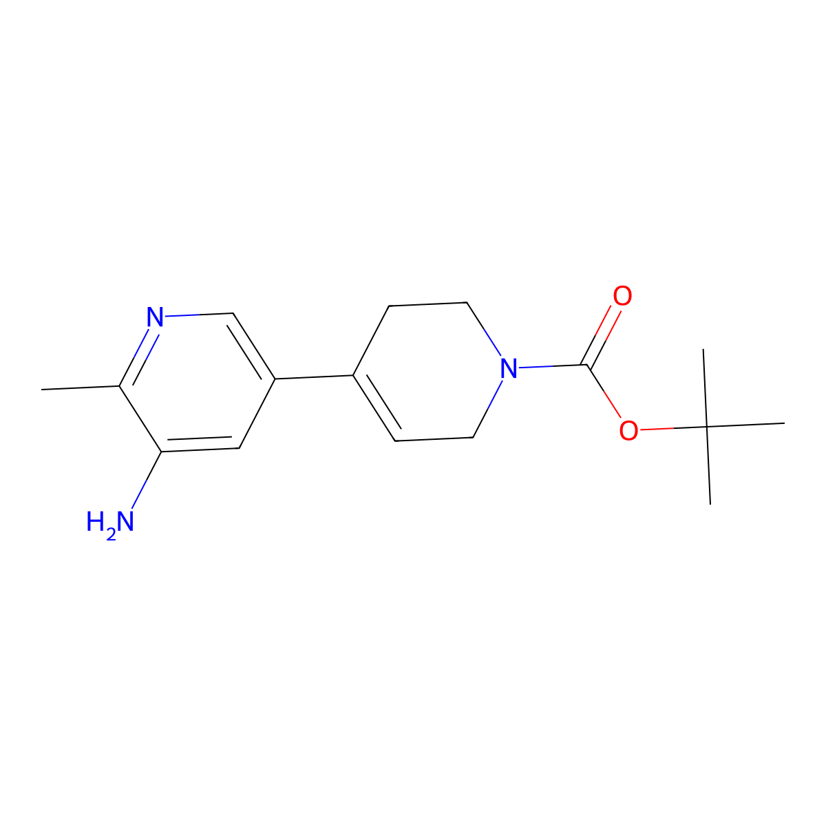 Tert-butyl5-amino-6-methyl-1',2',3',6'-tetrahydro-[3,4'-bipyridine]-1'-carboxylate molecular structure, CAS 2751621-62-0