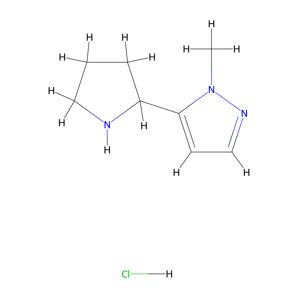 1-methyl-5-(pyrrolidin-2-yl)-1H-pyrazole hydrochloride molecular structure, CAS 2751621-63-1