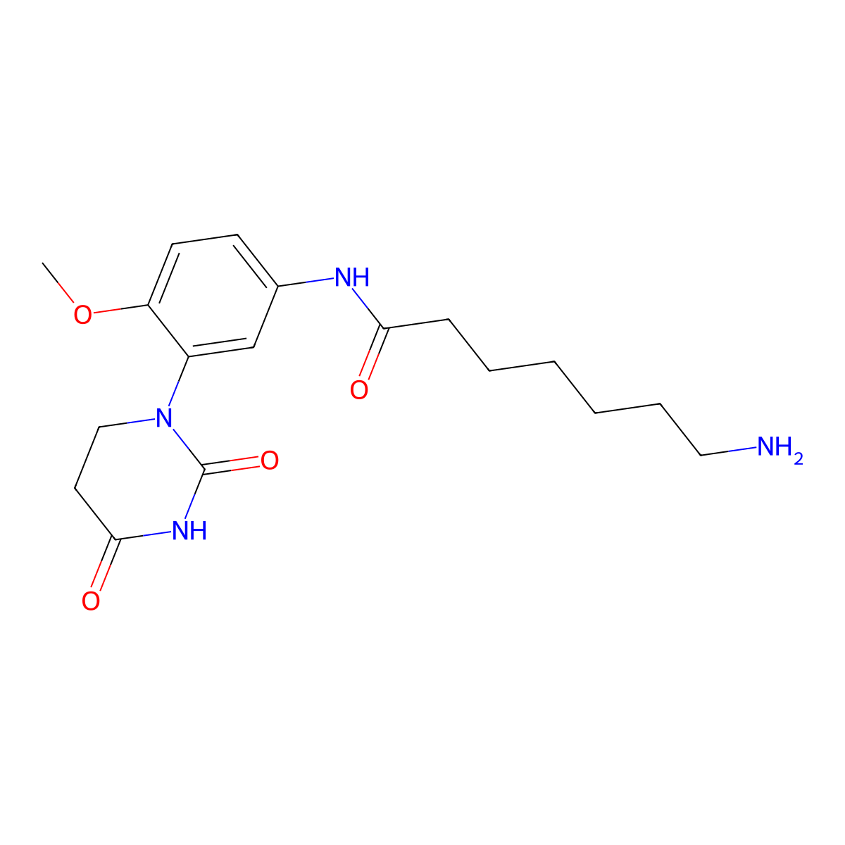 7-amino-N-[3-(2,4-dioxo-1,3-diazinan-1-yl)-4-methoxyphenyl]heptanamide molecular structure, CAS 2751621-65-3