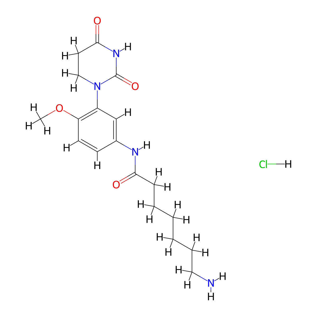 7-amino-N-[3-(2,4-dioxo-1,3-diazinan-1-yl)-4-methoxyphenyl]heptanamide hydrochloride molecular structure, CAS 2751621-66-4