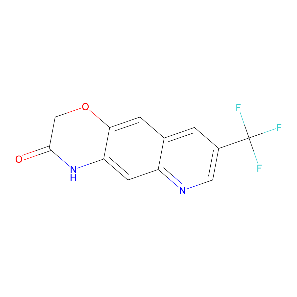8-(trifluoromethyl)-2H,3H,4H-[1,4]oxazino[2,3-g]quinolin-3-one molecular structure, CAS 2751621-68-6