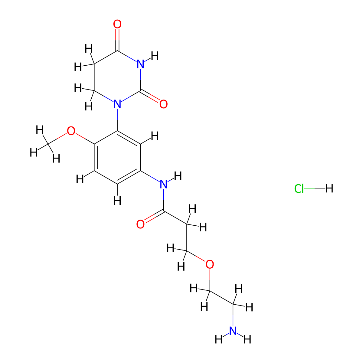 3-(2-aminoethoxy)-N-[3-(2,4-dioxo-1,3-diazinan-1-yl)-4-methoxyphenyl]propanamide hydrochloride molecular structure, CAS 2751621-72-2
