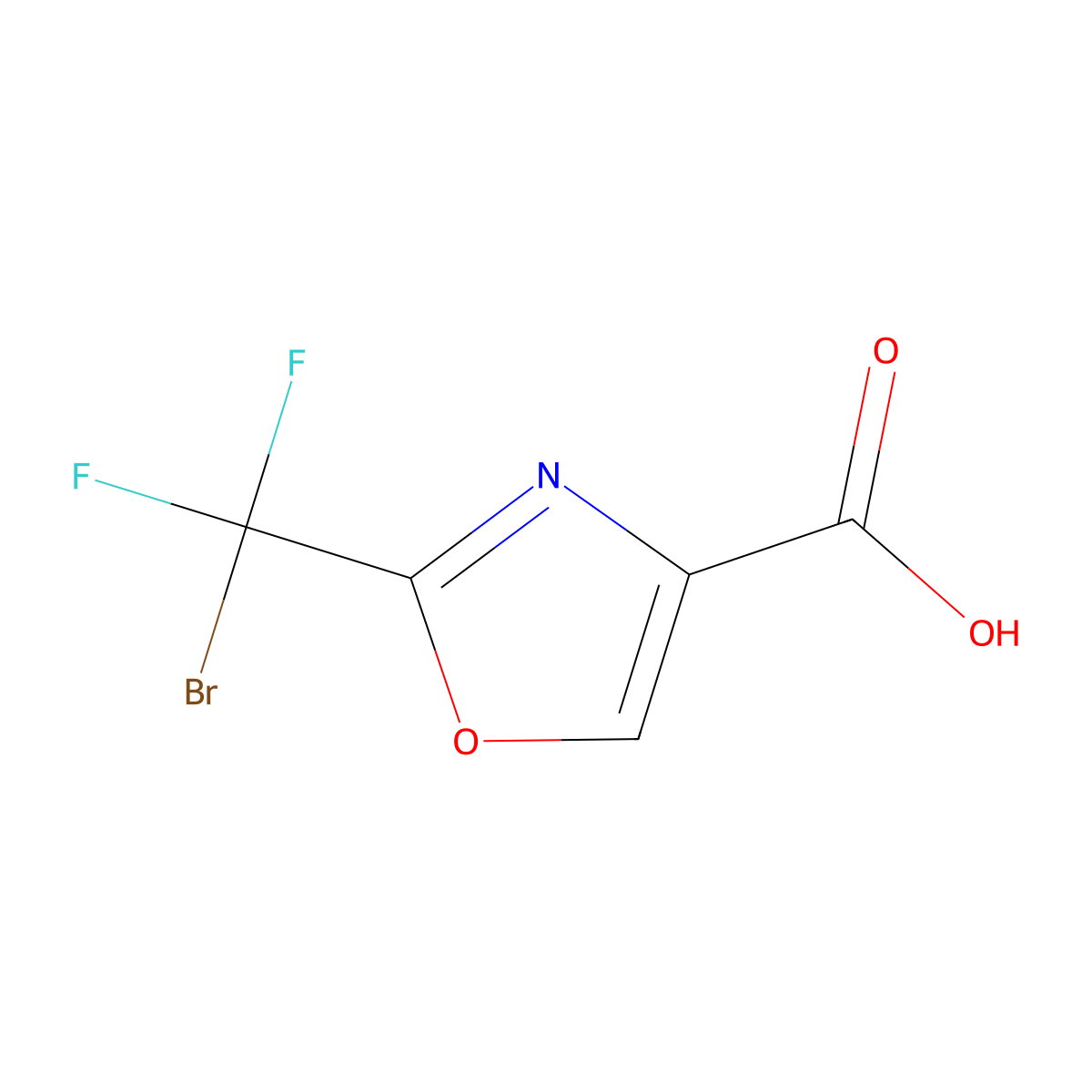 2-(Bromodifluoromethyl)-1,3-oxazole-4-carboxylic acid molecular structure, CAS 2751621-73-3