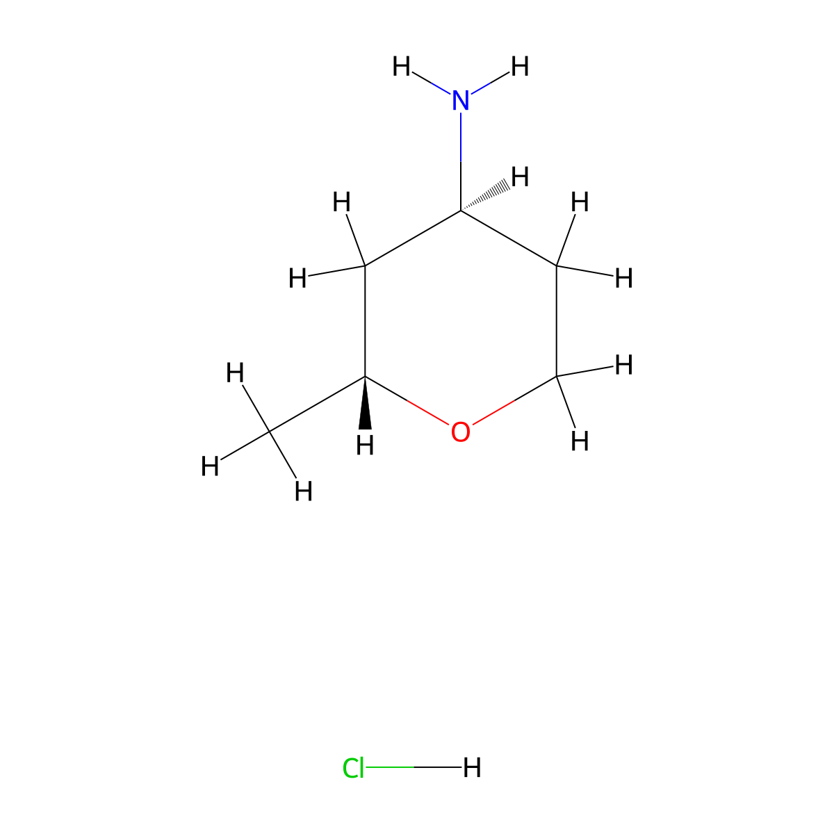 rac-(2R,4S)-2-methyloxan-4-amine hydrochloride molecular structure, CAS 2751651-25-7