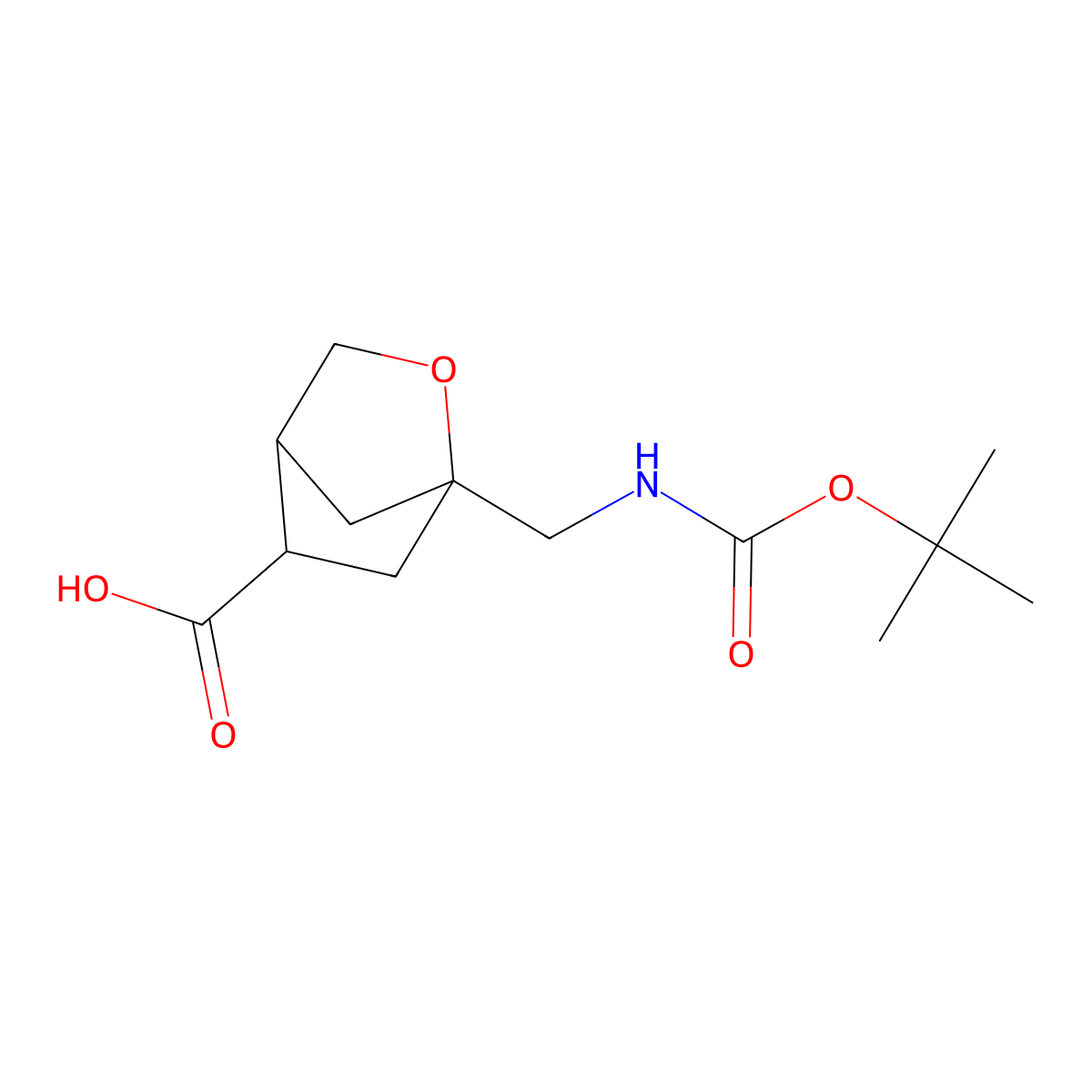 rac-(1R,4R,5R)-1-({[(tert-butoxy)carbonyl]amino}methyl)-2-oxabicyclo[2.2.1]heptane-5-carboxylic acid molecular structure, CAS 2751692-40-5