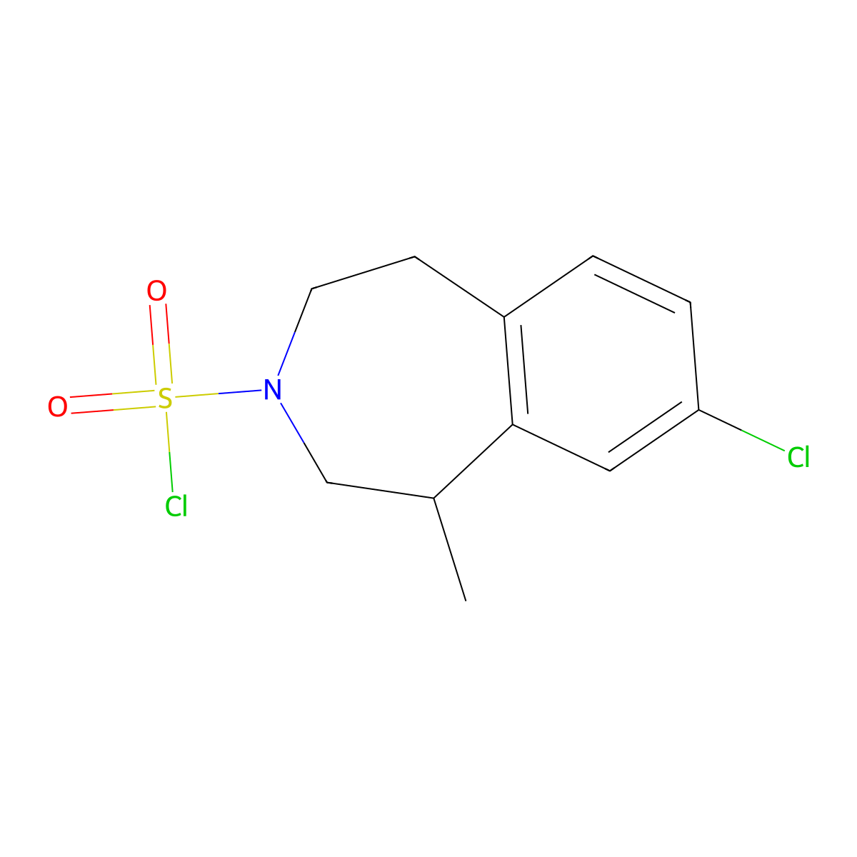 (1R)-8-chloro-1-methyl-2,3,4,5-tetrahydro-1H-3-benzazepine-3-sulfonyl chloride molecular structure, CAS 2751696-96-3