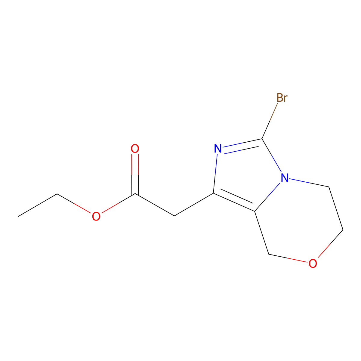 ethyl 2-{3-bromo-5H,6H,8H-imidazo[4,3-c][1,4]oxazin-1-yl}acetate molecular structure, CAS 2751701-96-7
