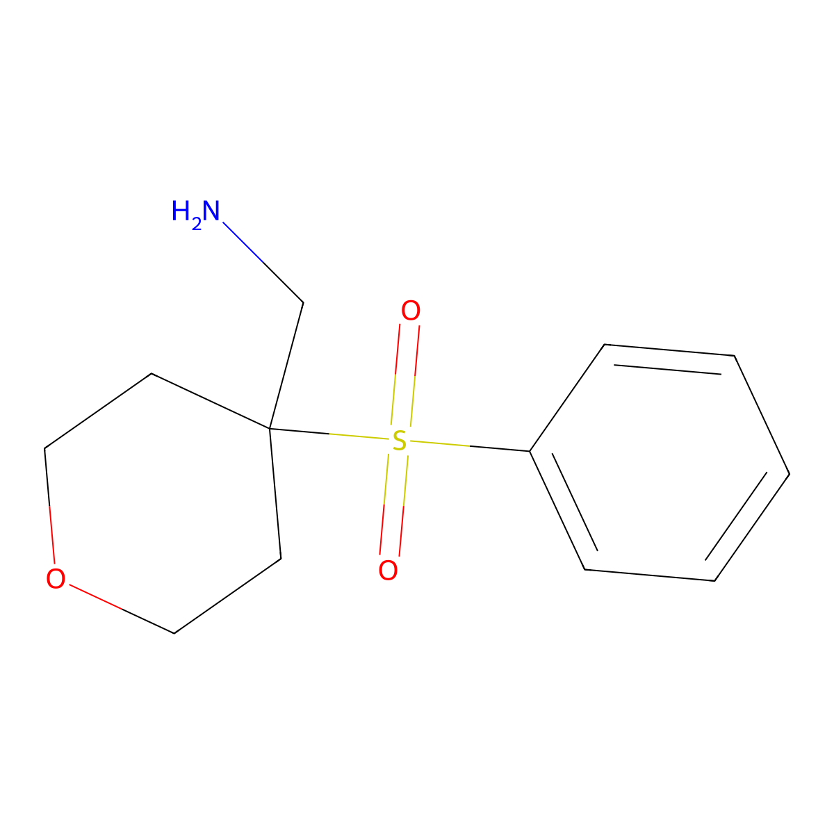 1-[4-(Benzenesulfonyl)oxan-4-yl]methanamine molecular structure, CAS 2751702-03-9