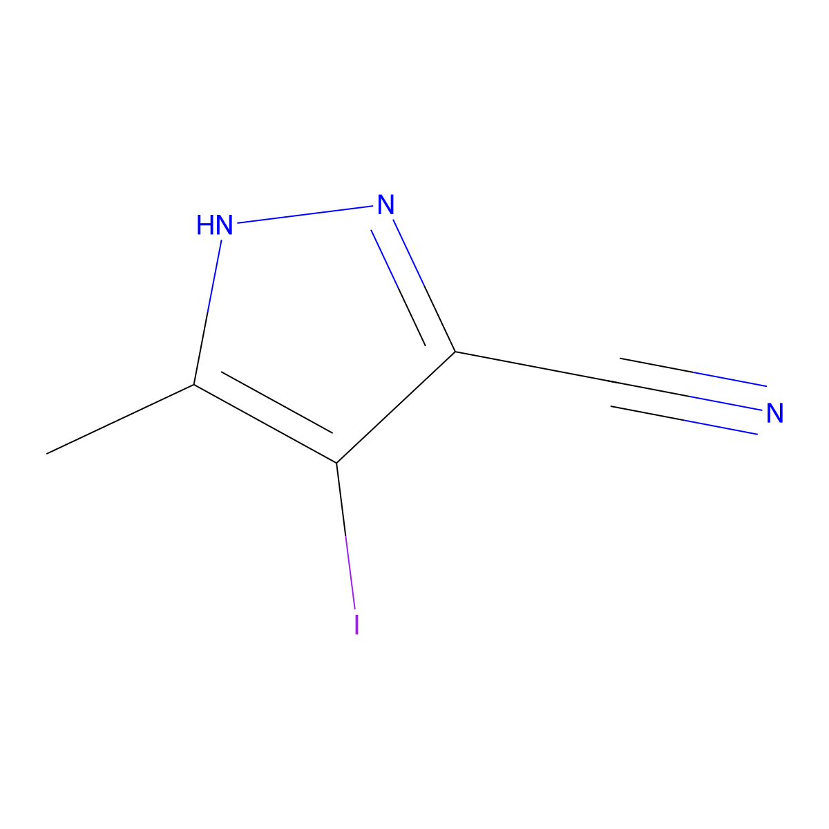 4-iodo-5-methyl-1H-pyrazole-3-carbonitrile molecular structure, CAS 2751702-85-7