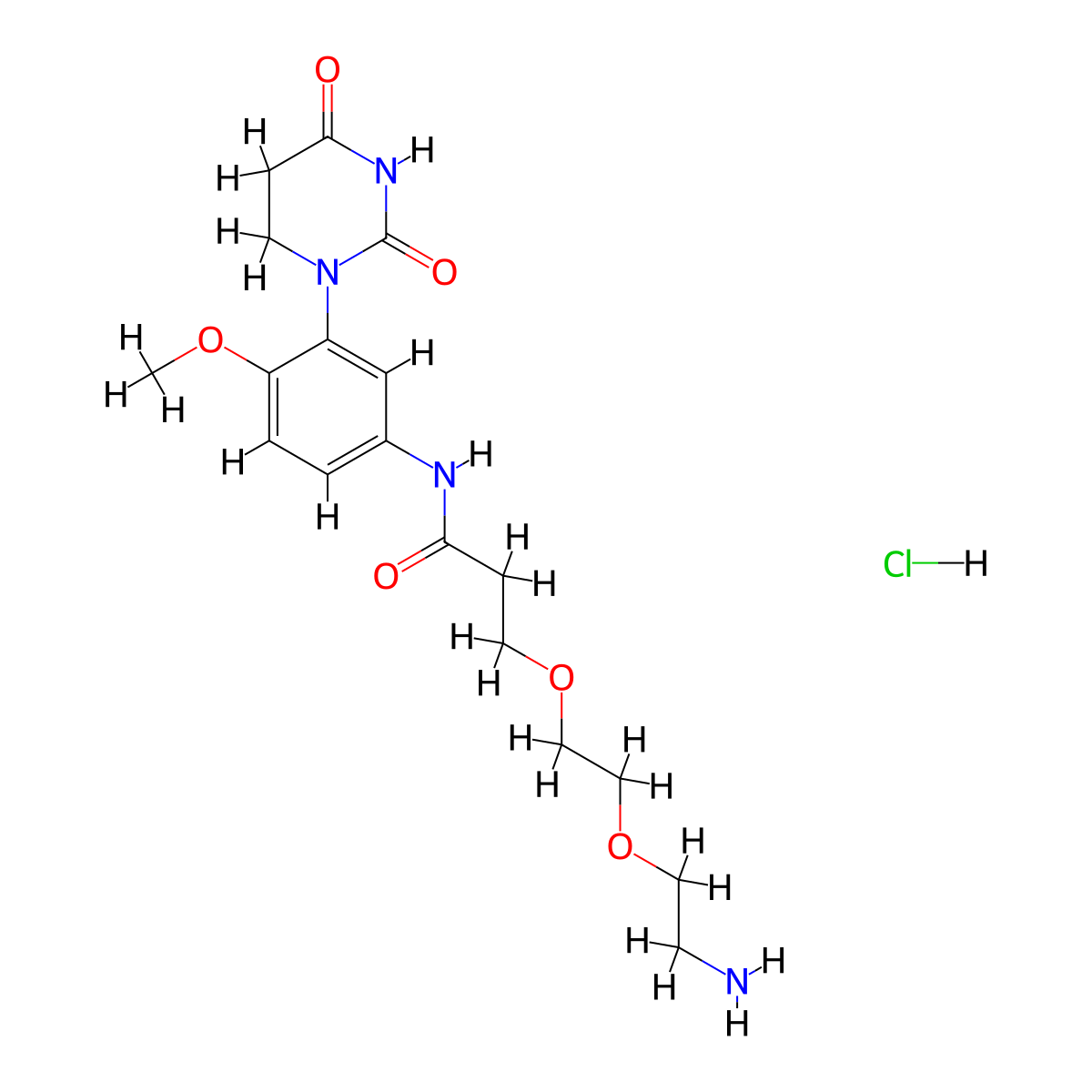 3-[2-(2-aminoethoxy)ethoxy]-N-[3-(2,4-dioxo-1,3-diazinan-1-yl)-4-methoxyphenyl]propanamide hydrochloride molecular structure, CAS 2751702-87-9
